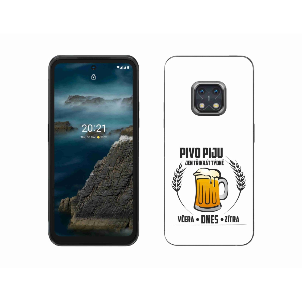 Gélový kryt mmCase na Nokia XR20 - pivný motív biele pozadie