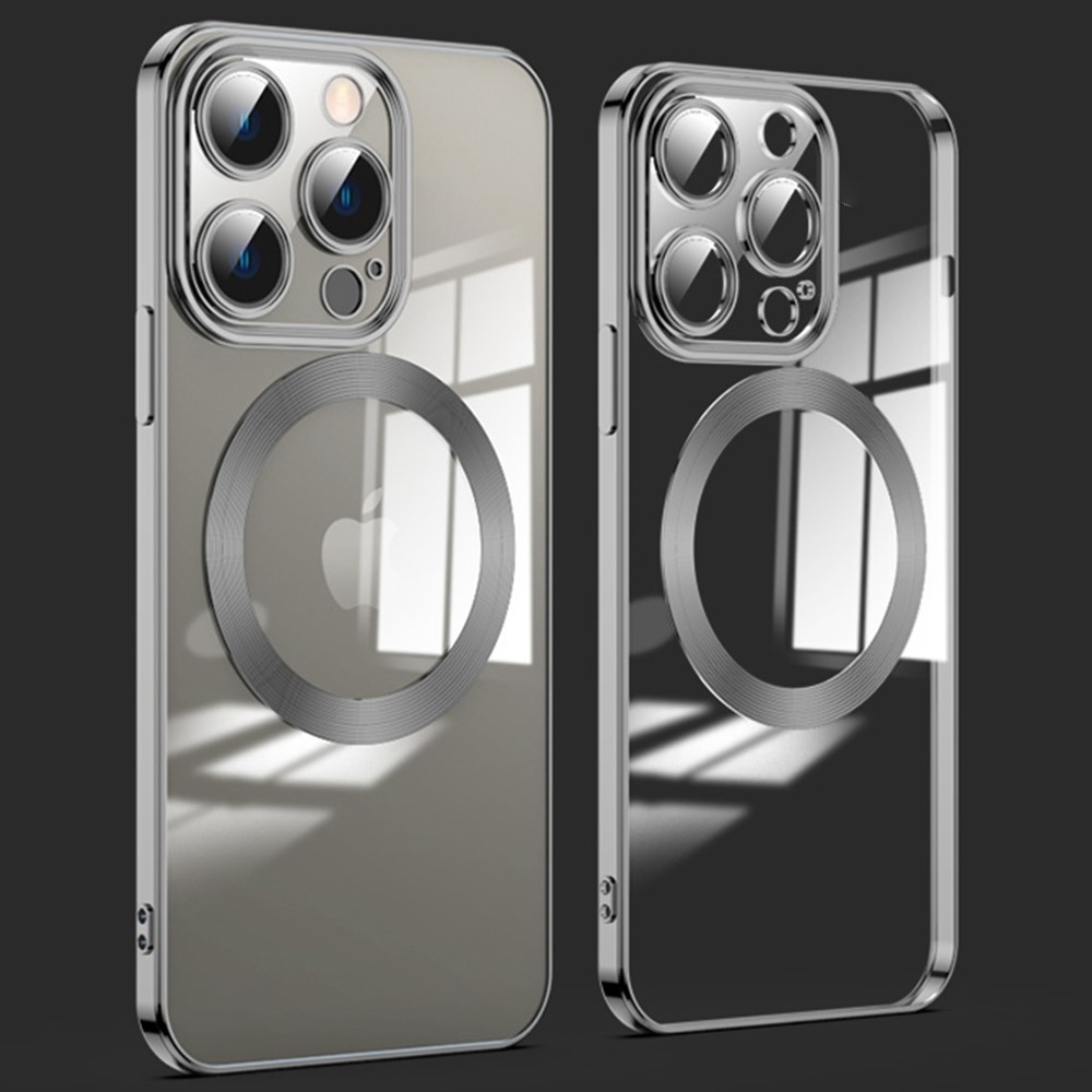 Clear obal s ochranou fotoaparátu a podporou MagSafe na iPhone 14 Pro - čierny