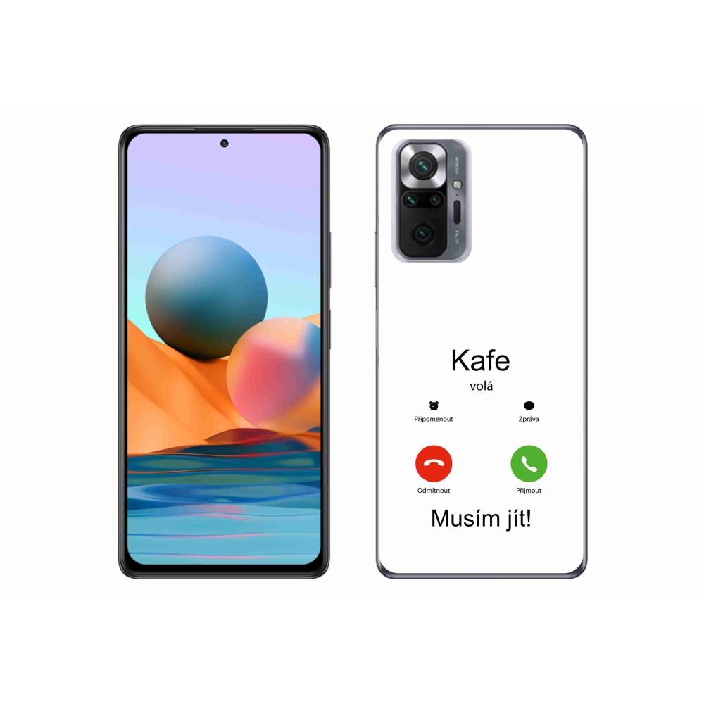 Gélový kryt mmCase na Xiaomi Redmi Note 10 Pro - kafe volá biele pozadie