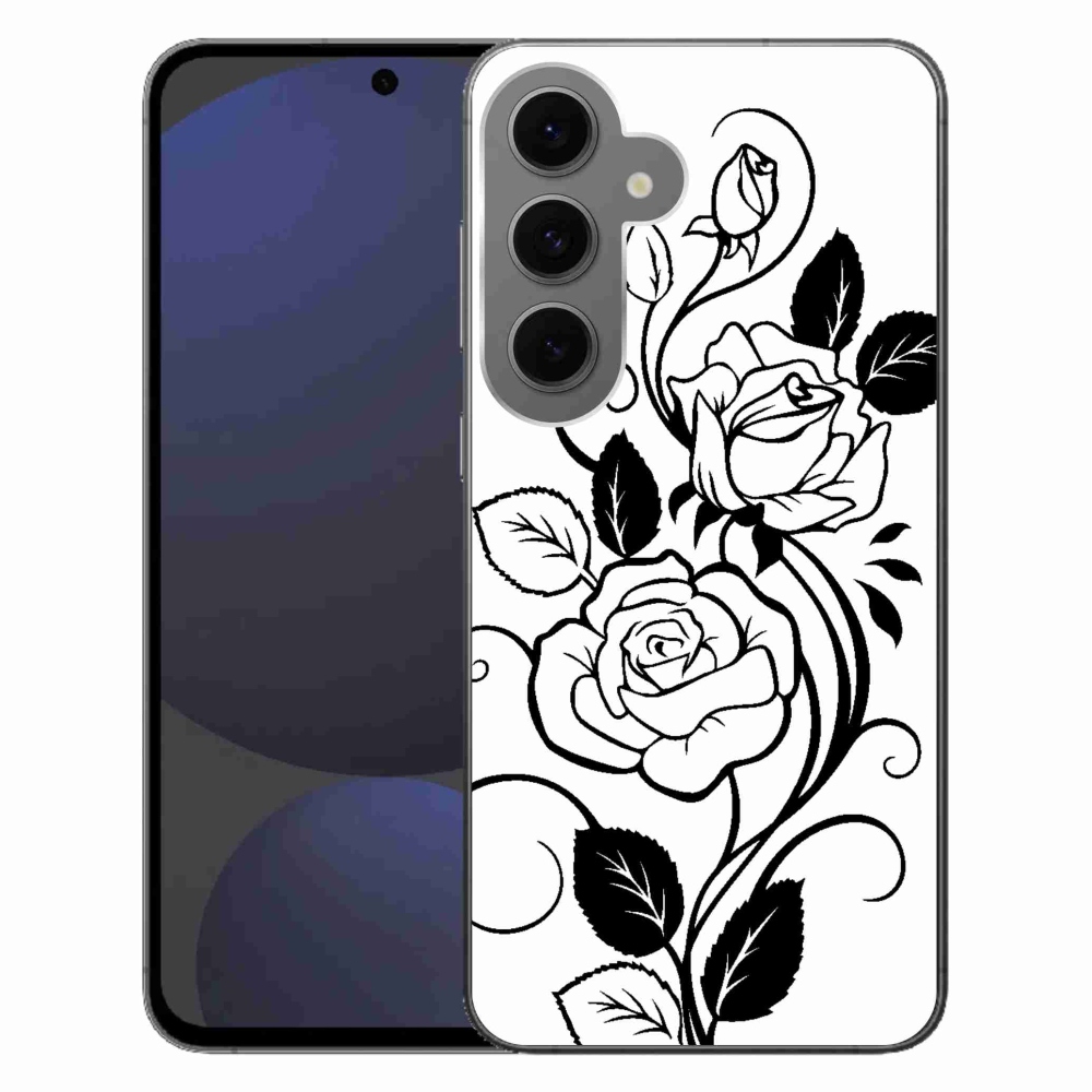 Gélový kryt mmCase na Samsung Galaxy S24 FE - čiernobiela ruža