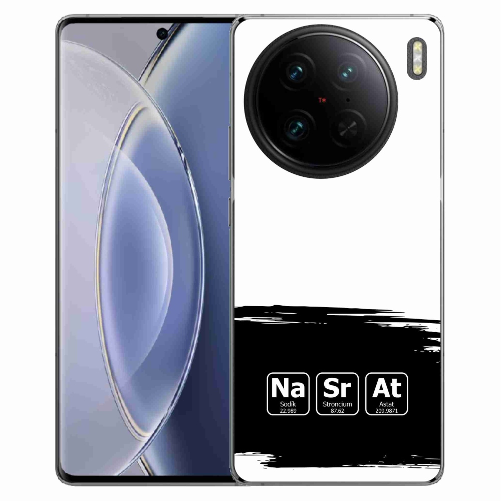 Gélový kryt mmCase na Vivo X90 Pro - chemické prvky čiernobiele pozadie
