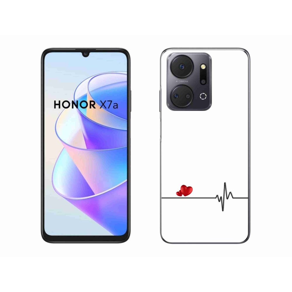 Gélový kryt mmCase na Honor X7a - srdce a tep biele pozadie