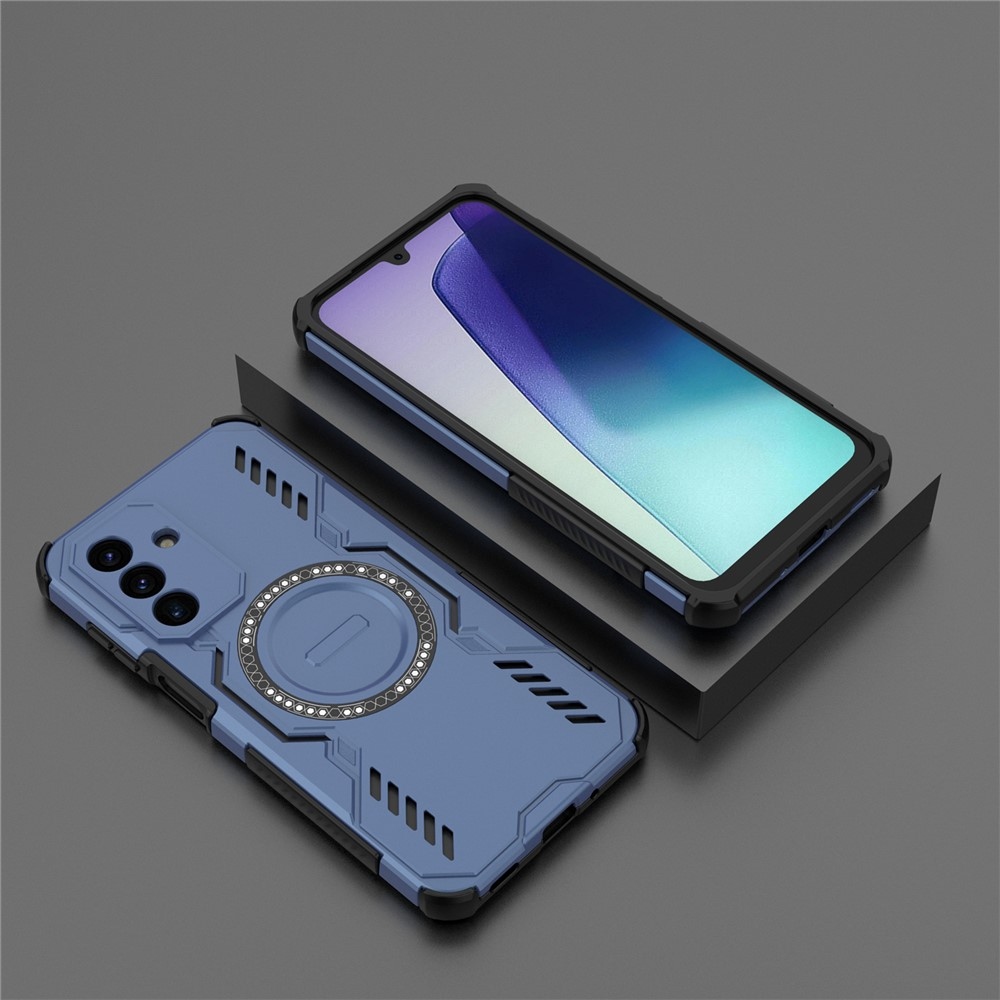Hollow odolný kryt s MagSafe na Samsung Galaxy A17 5G - modrý