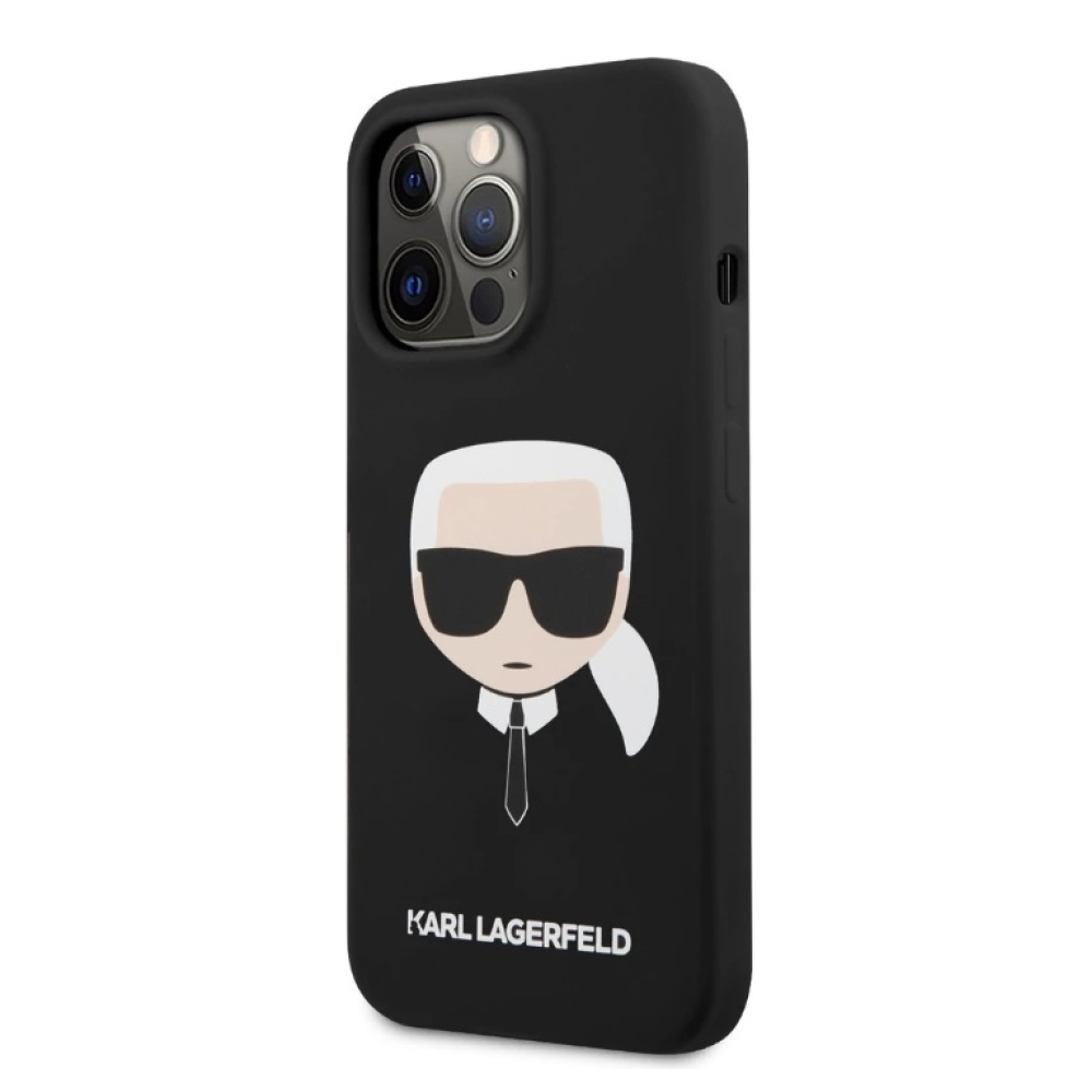 Karl Lagerfeld Magnetic Liquid Silicone Karl Head Zadný Kryt iPhone 13 Pro Max čierny