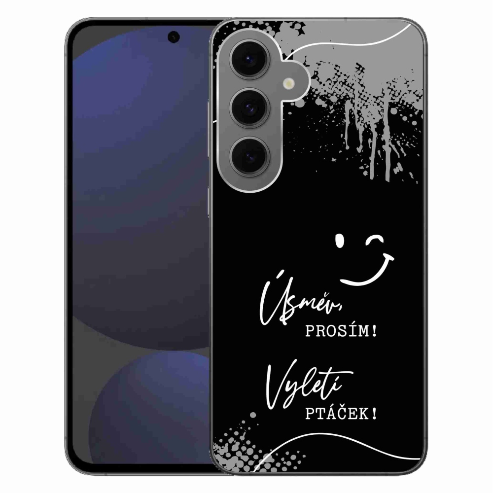 Gélový kryt mmCase na Samsung Galaxy S24 FE - vtipný text 4 čierne pozadie