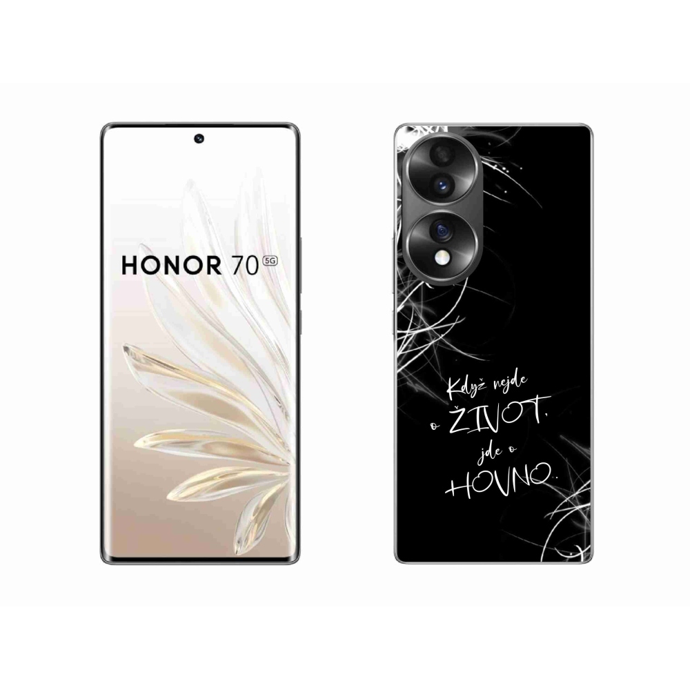 Gélový kryt mmCase na Honor 70 - vtipný text 16 čierne pozadie