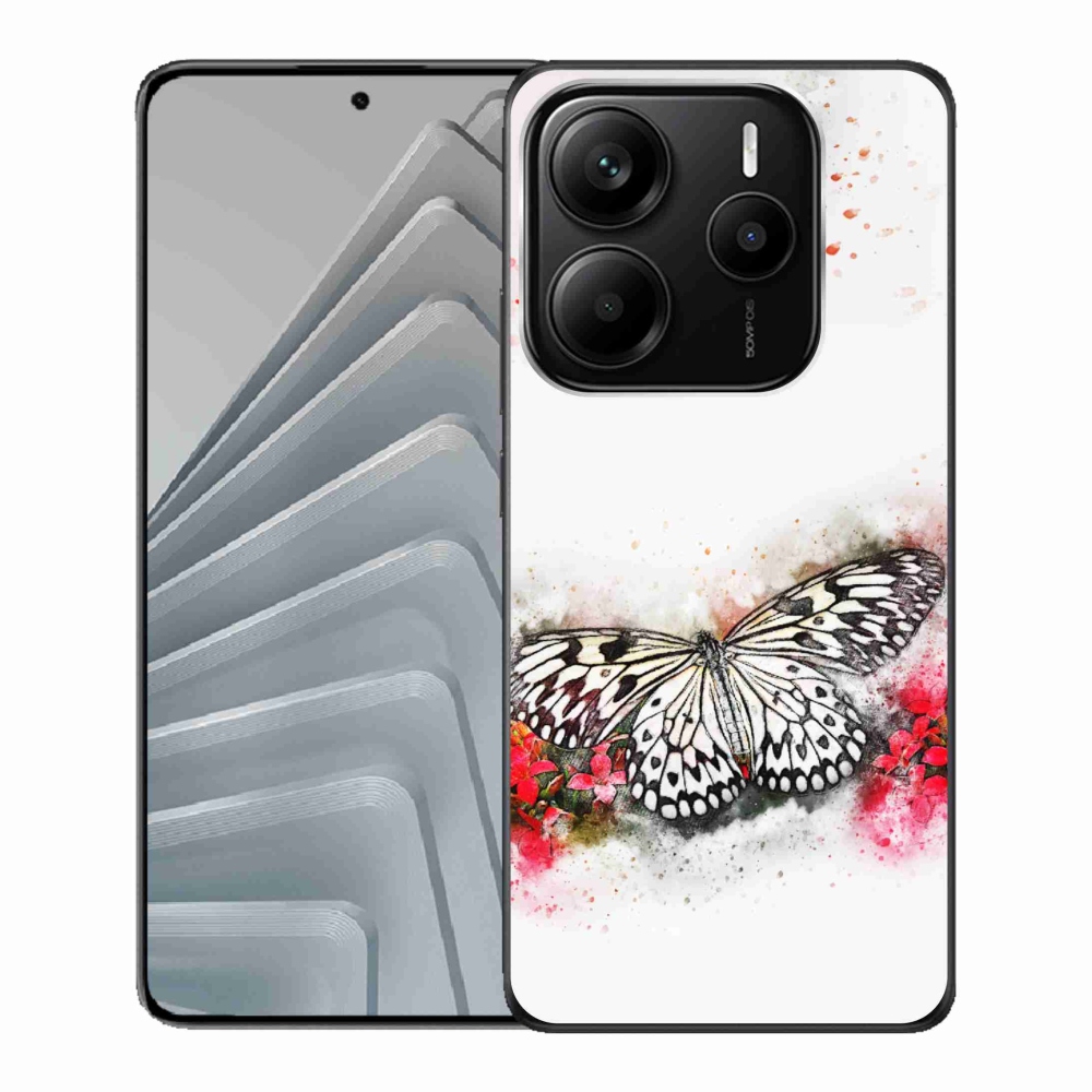 Gélový kryt mmCase na Xiaomi Redmi Note 14 5G - černobílý motýľ