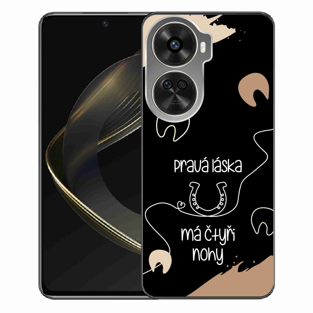 Gélový kryt mmCase na Huawei Nova 12 SE - konský motív čierne pozadie