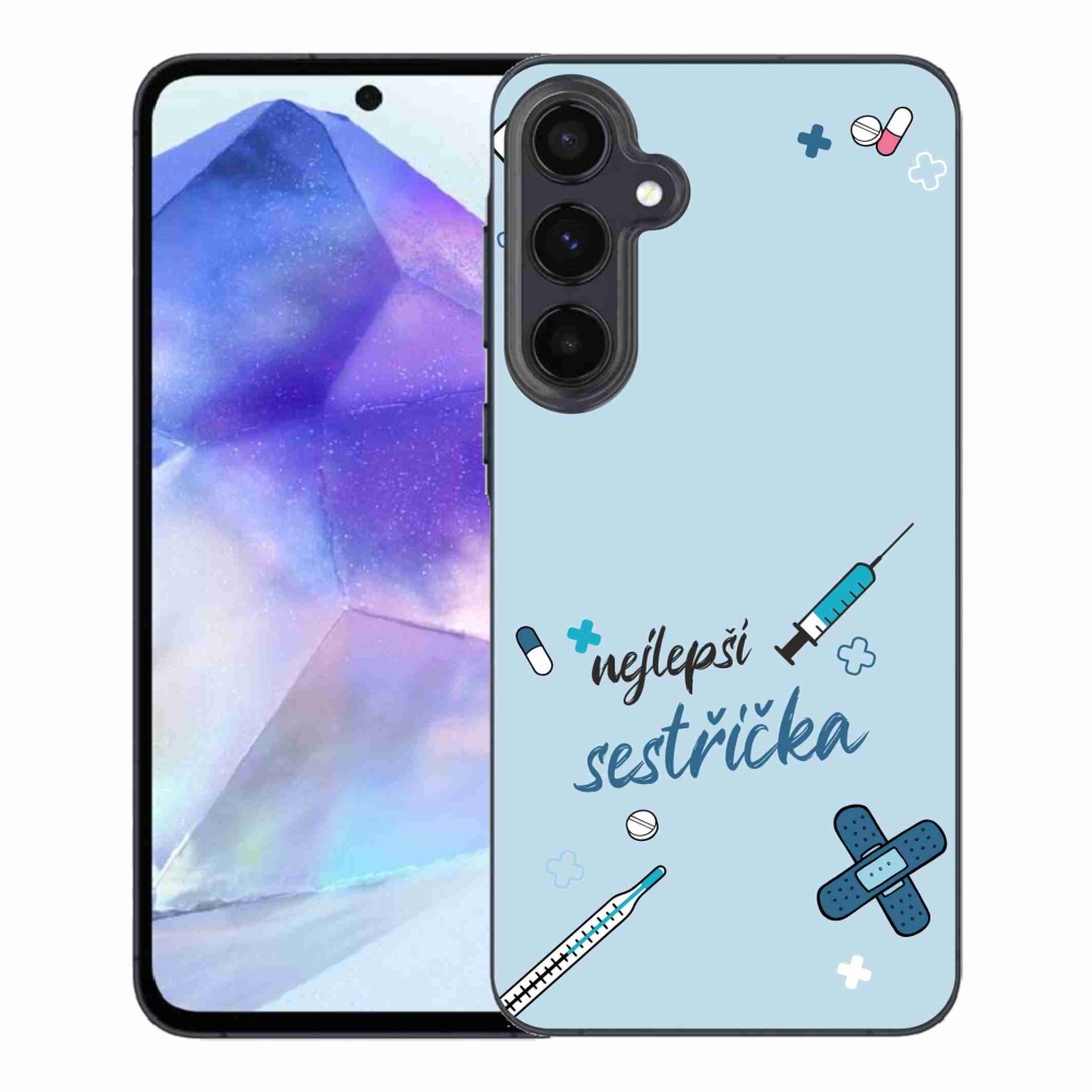 Gélový kryt mmCase na Samsung Galaxy A55 5G - najlepšia sestrička modré pozadie