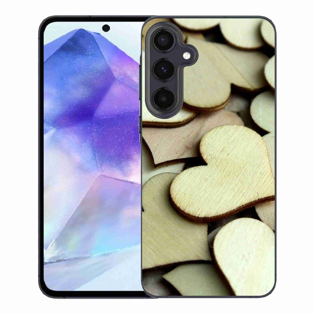 Gélový kryt mmCase na Samsung Galaxy A55 5G - drevené srdiečka