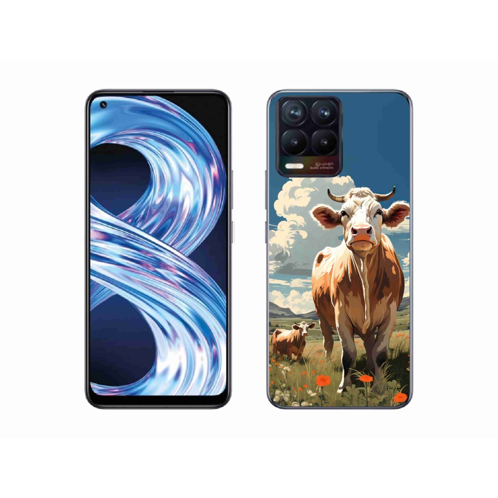 Gélový kryt mmCase na Realme 8 4G - kravy na lúke