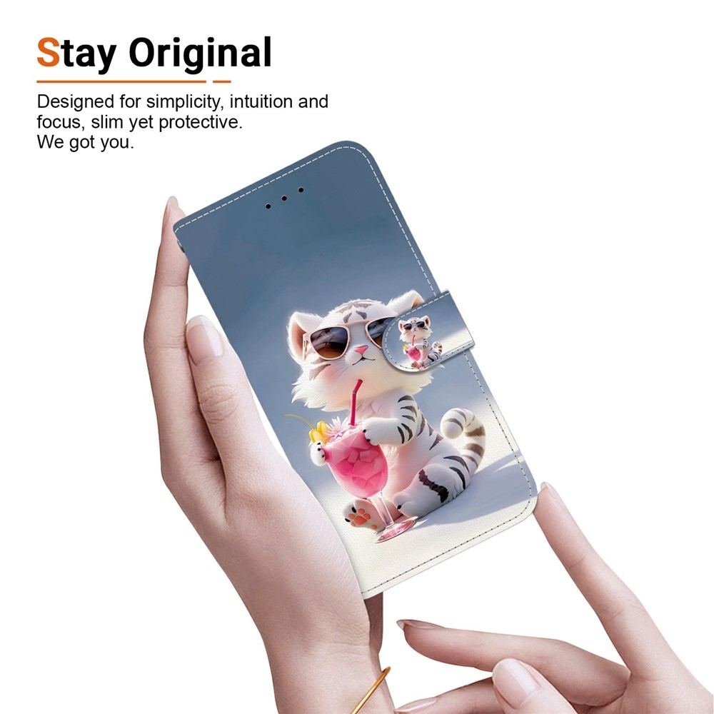 Versatile knižkové púzdro na Xiaomi Redmi 15 4G (171mm) - biely tigrík