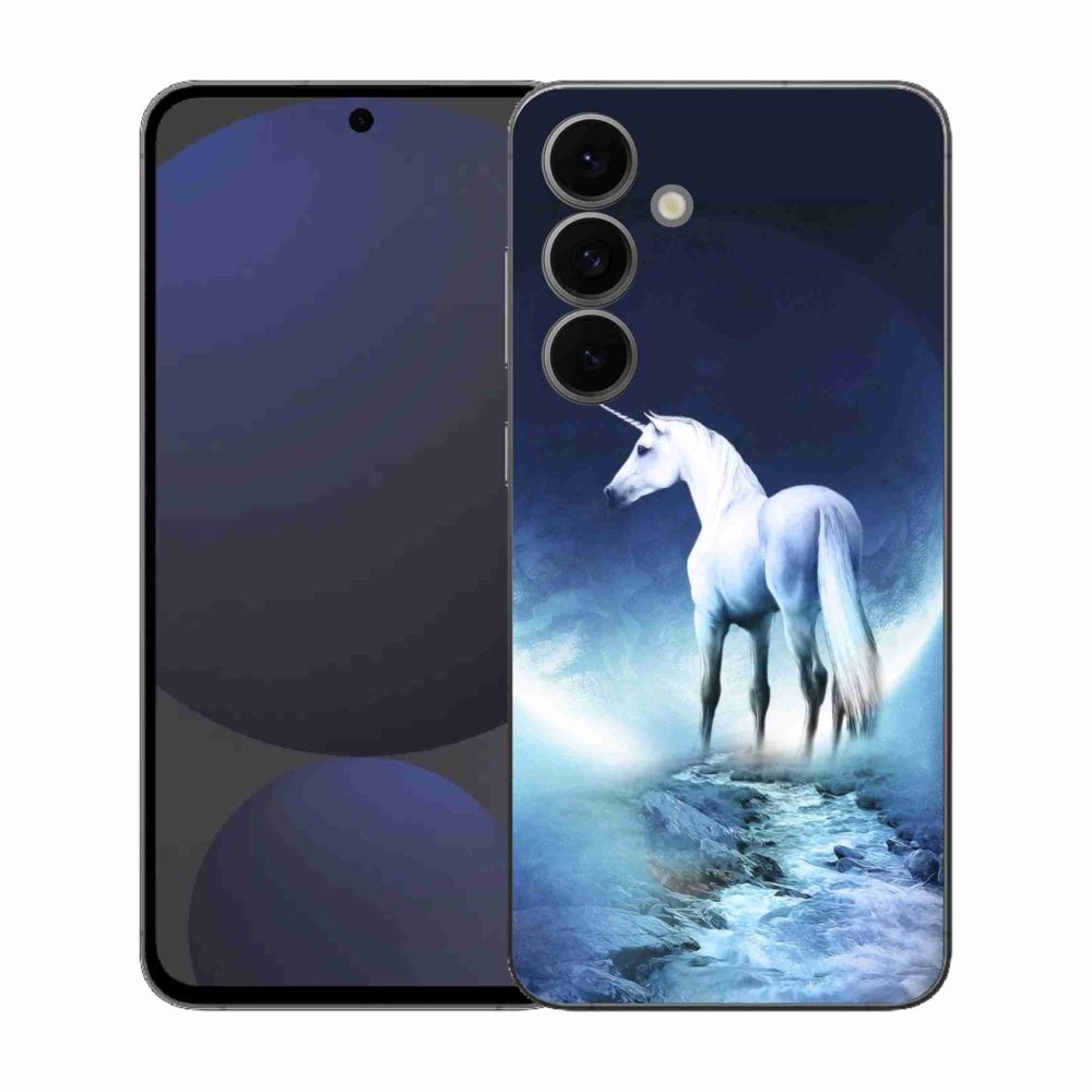 Gélový kryt mmCase na Samsung Galaxy S25 FE - biely jednorožec