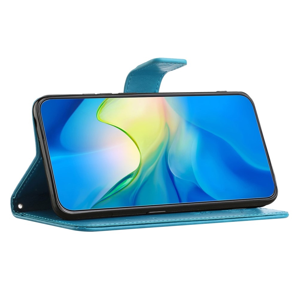 Flower knižkové púzdro na Samsung Galaxy S24+ - modré