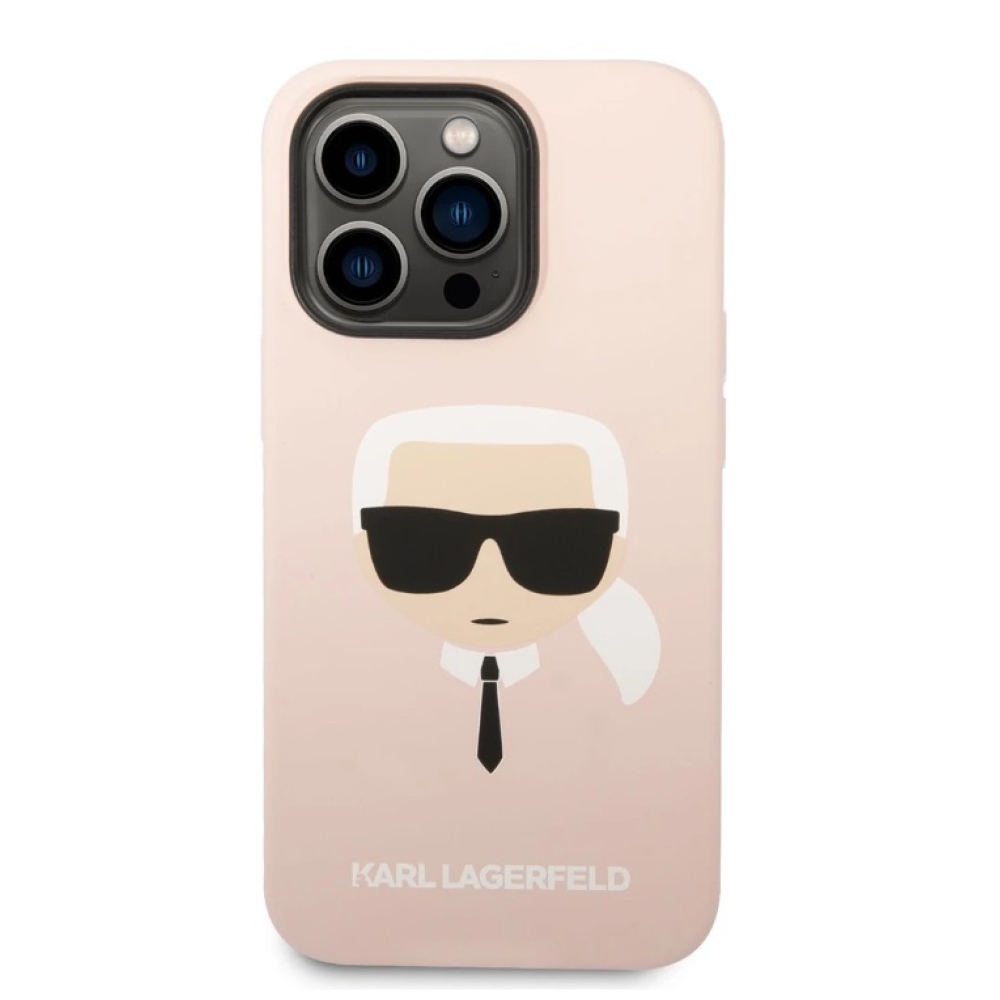 Karl Lagerfeld MagSafe kryt Liquid Silicone Karl Head iPhone 14 Pro ružový