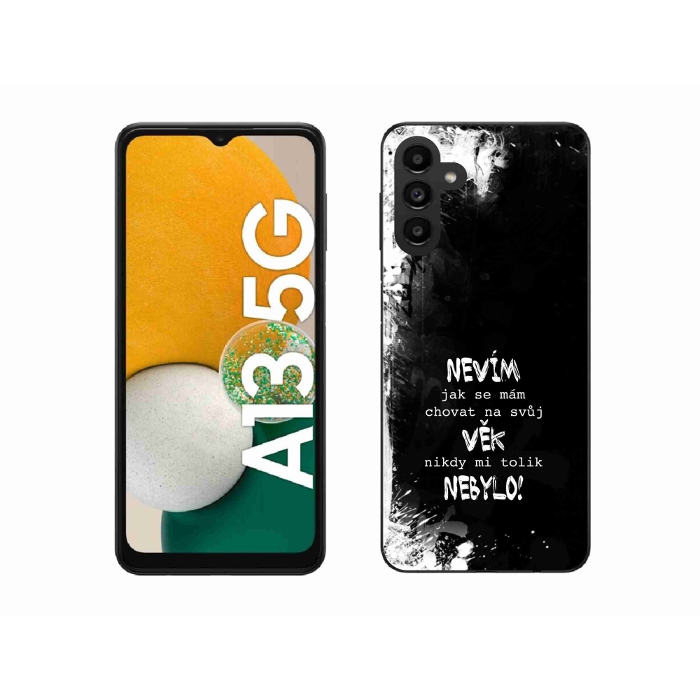 Gélový kryt mmCase na Samsung Galaxy A13 5G - vtipný text 14 čierne pozadie