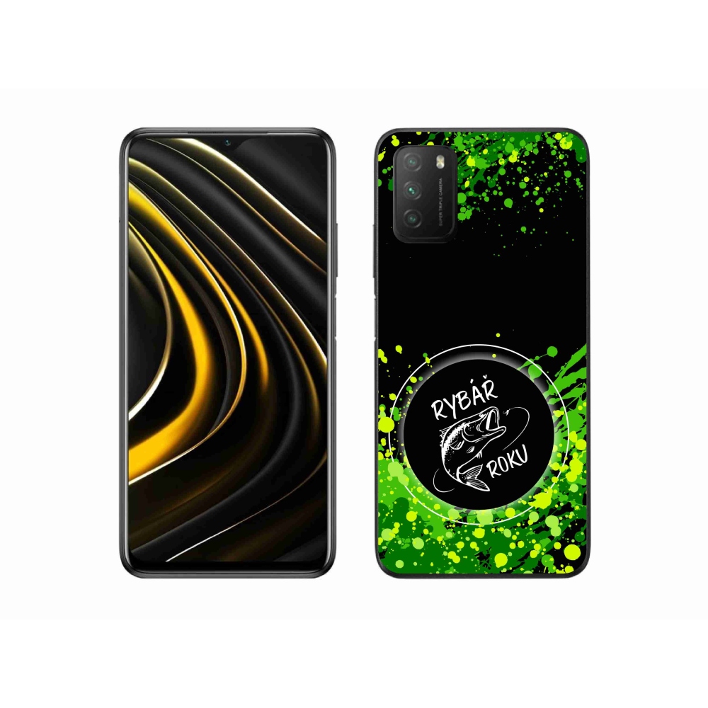 Gélový kryt mmCase na Xiaomi Poco M3 - rybár roku čierne pozadie