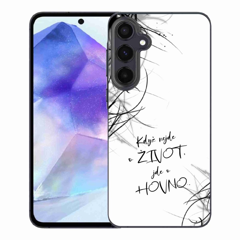 Gélový kryt mmCase na Samsung Galaxy A55 5G - vtipný text 16 biele pozadie