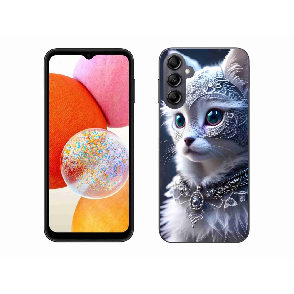 Gélový kryt mmCase na Samsung Galaxy A14 4G/5G - biela mačka