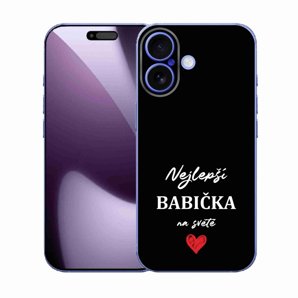 Gélový kryt mmCase na iPhone 17 - najlepšia babička 1 čierne pozadie