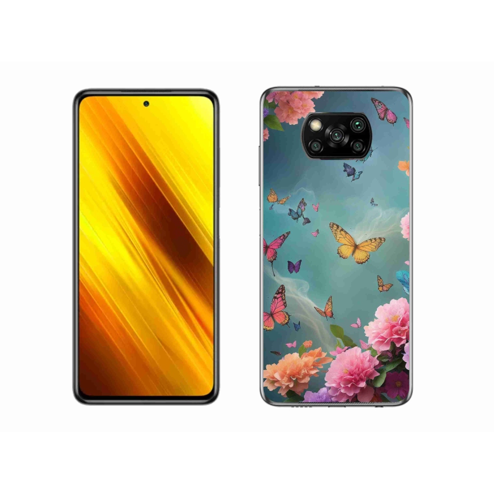 Gélový kryt mmCase na Xiaomi Poco X3 - farebné kvety a motýle