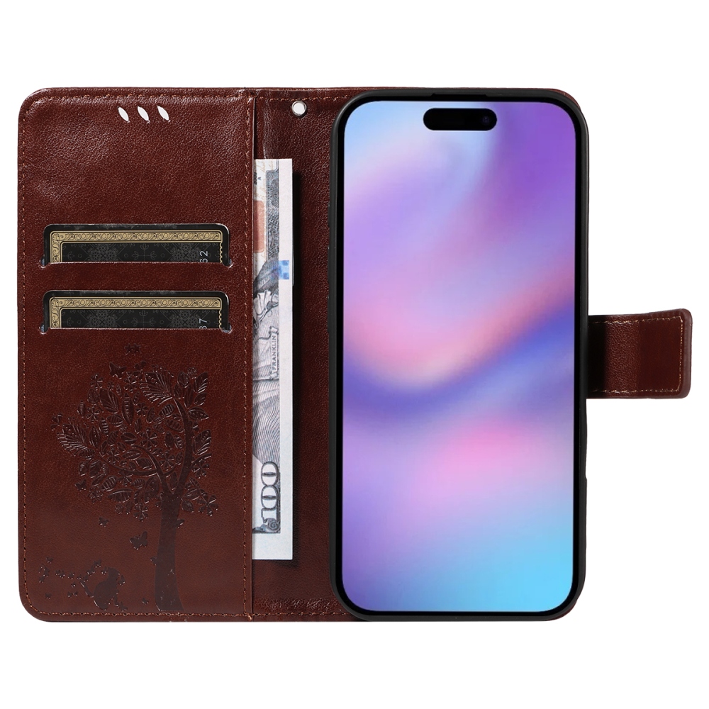 Trees knižkové púzdro na iPhone 17 - hnedé
