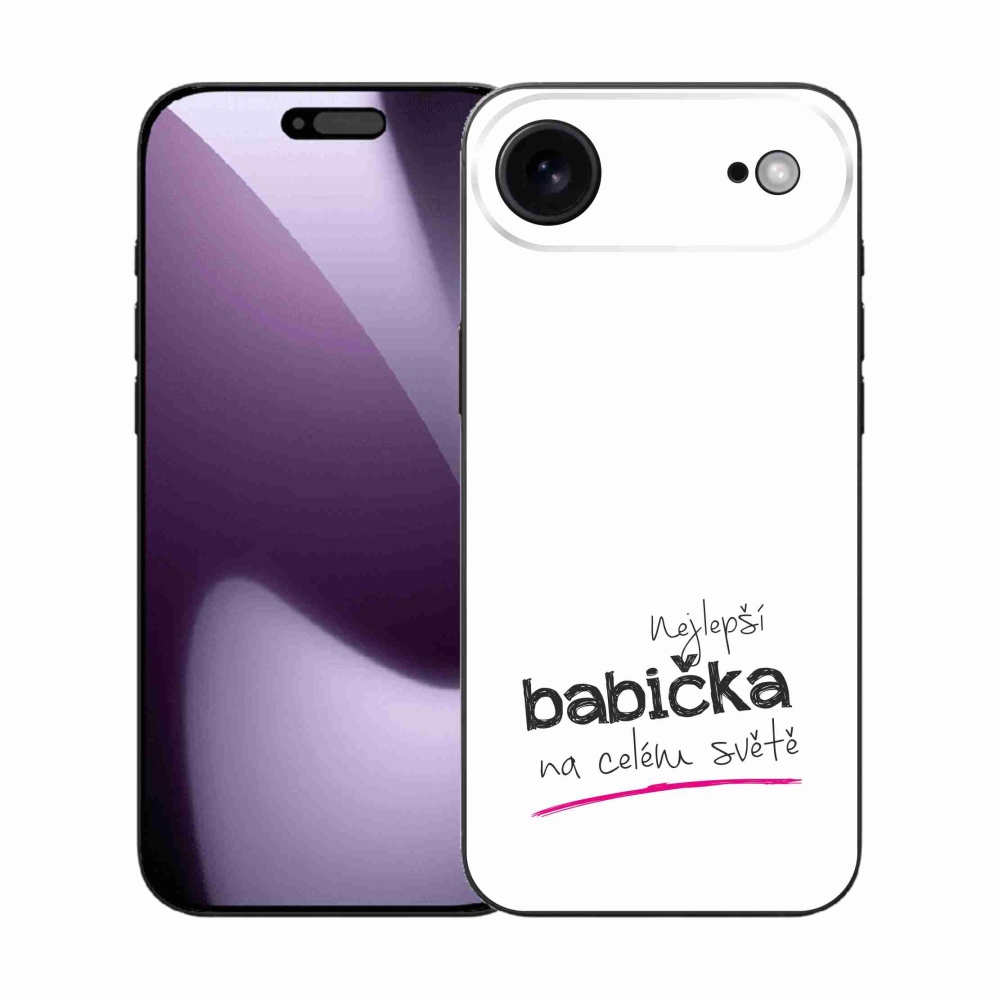 Gélový kryt mmCase na iPhone 17 Air - najlepšia babička 4 biele pozadie