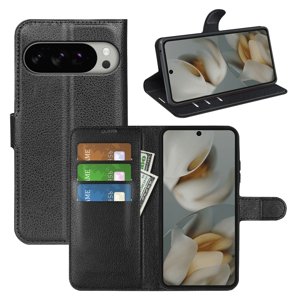 Litchi knižkové puzdro na Google Pixel 10 Pro XL - čierne