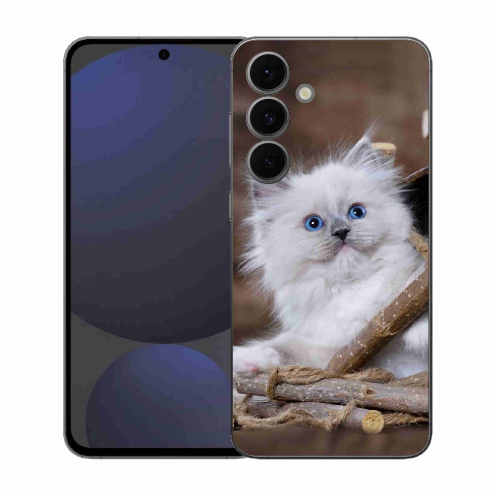 Gélový kryt mmCase na Samsung Galaxy S25 FE - biele mačiatko