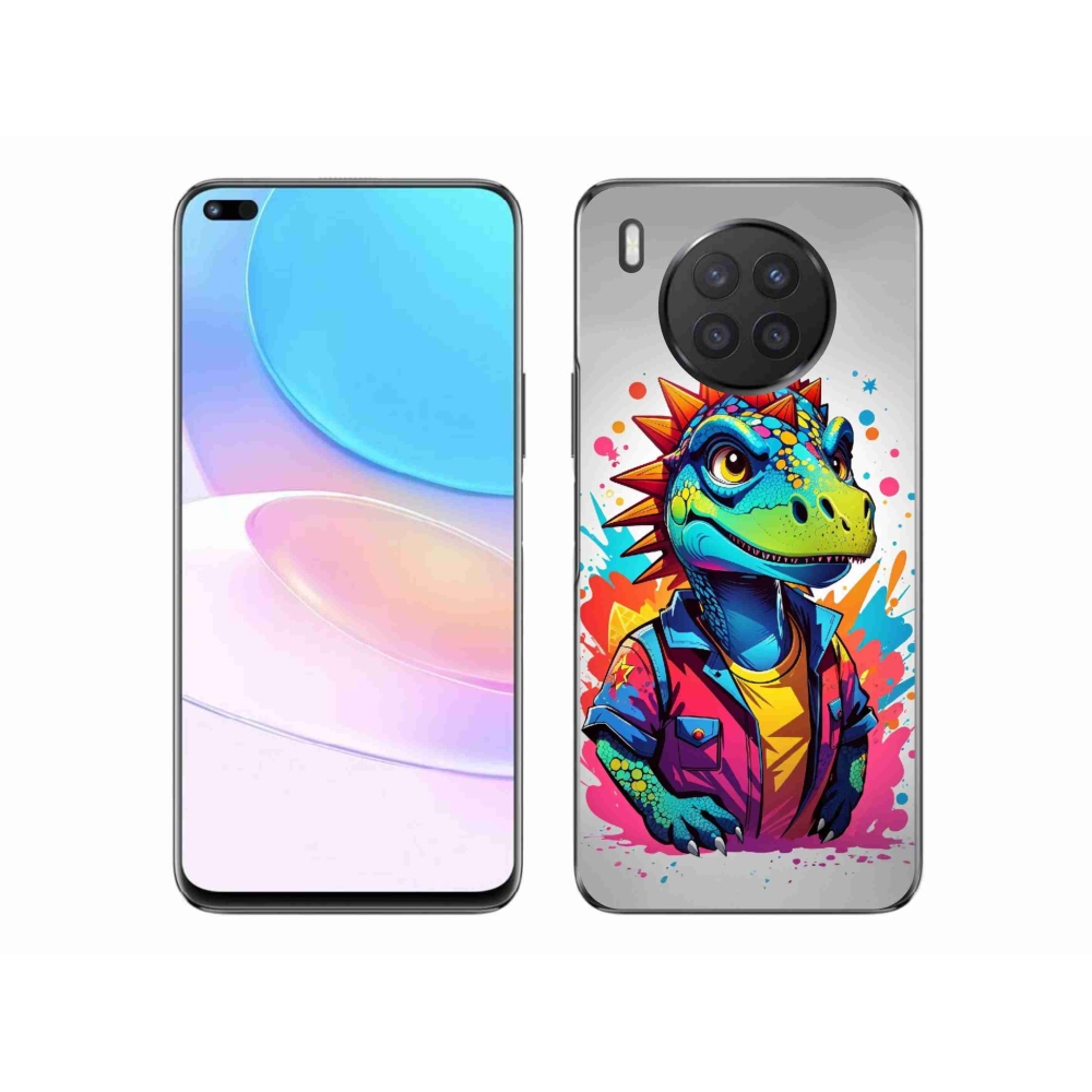 Gelový kryt mmCase na Huawei Nova 8i - barevný dinosaurus