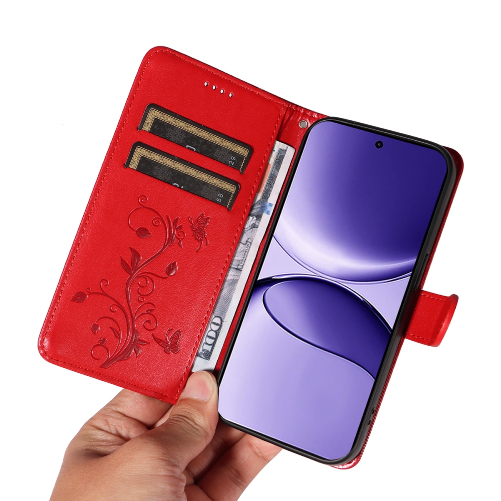 Flowers knižkové púzdro na Xiaomi Poco F7 5G - červené