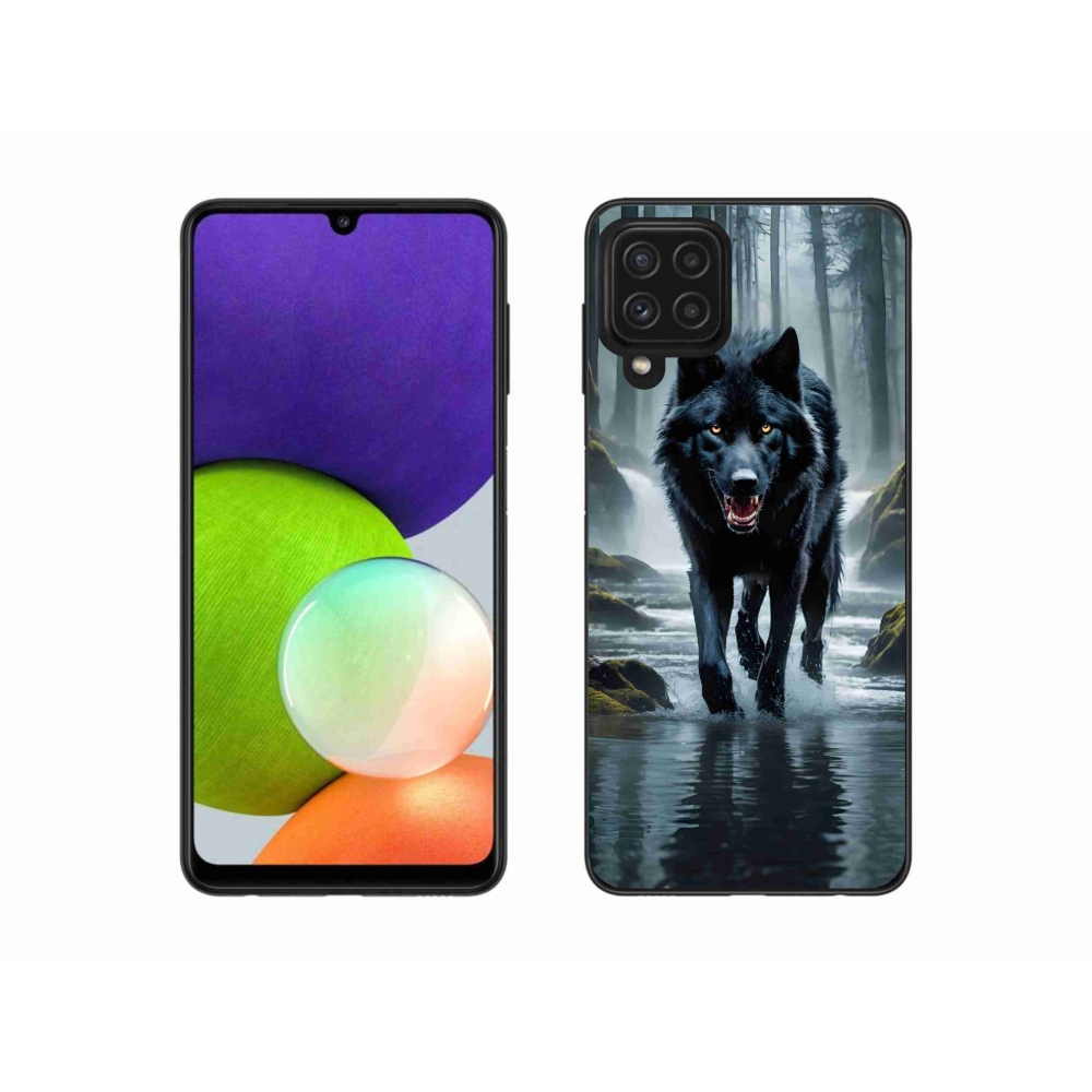 Gélový kryt mmCase na Samsung Galaxy A22 4G - čierny vlk