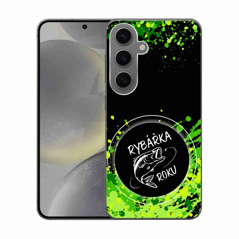 Gélový kryt mmCase na Samsung Galaxy S24 - rybárka roku čierne pozadie