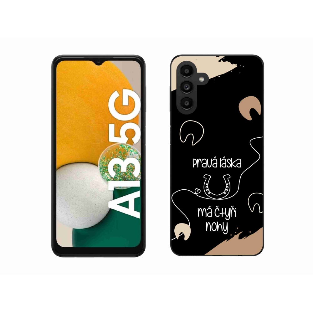 Gélový kryt mmCase na Samsung Galaxy A13 5G - konský motív čierne pozadie