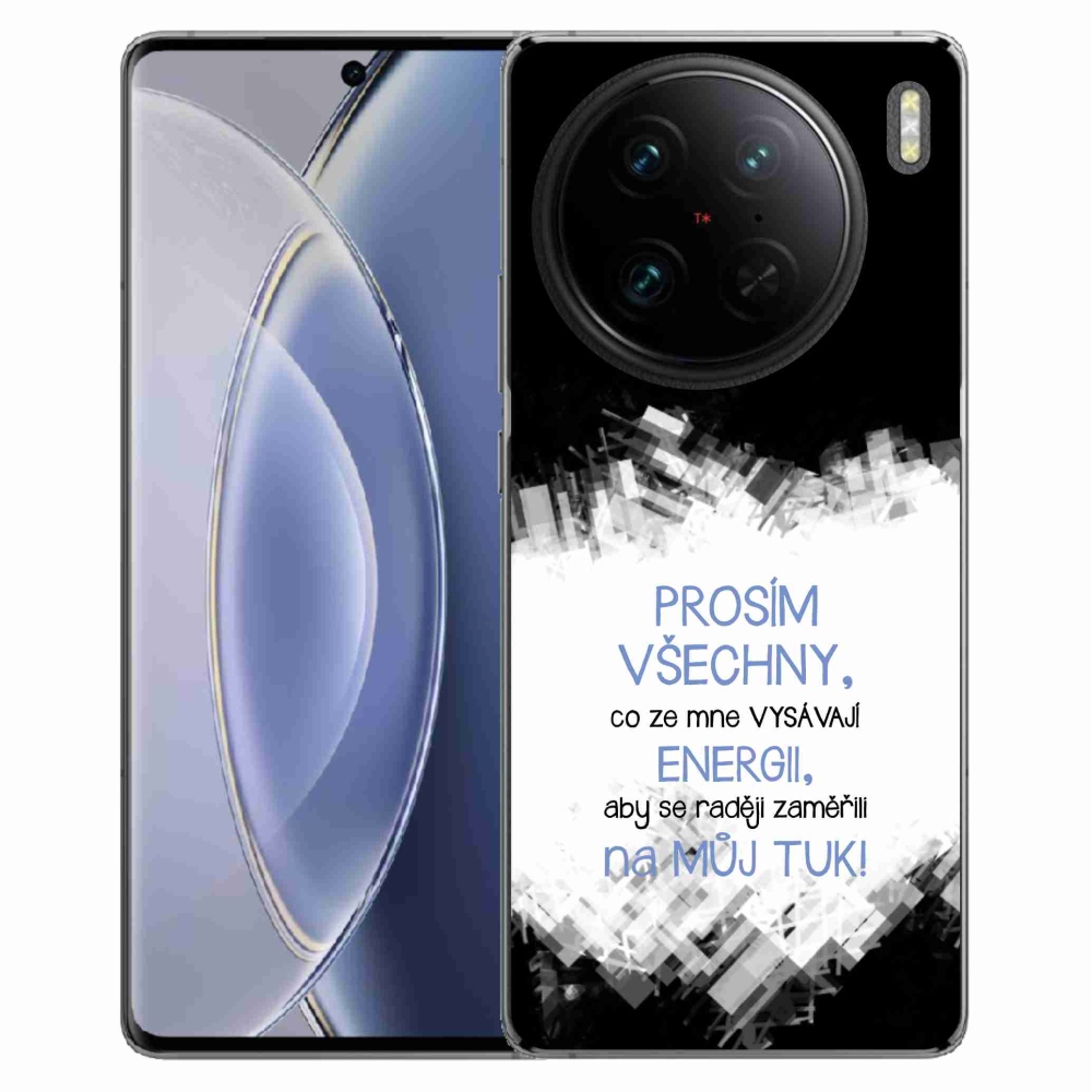Gélový kryt mmCase na Vivo X90 Pro - vtipný text 1 modrý
