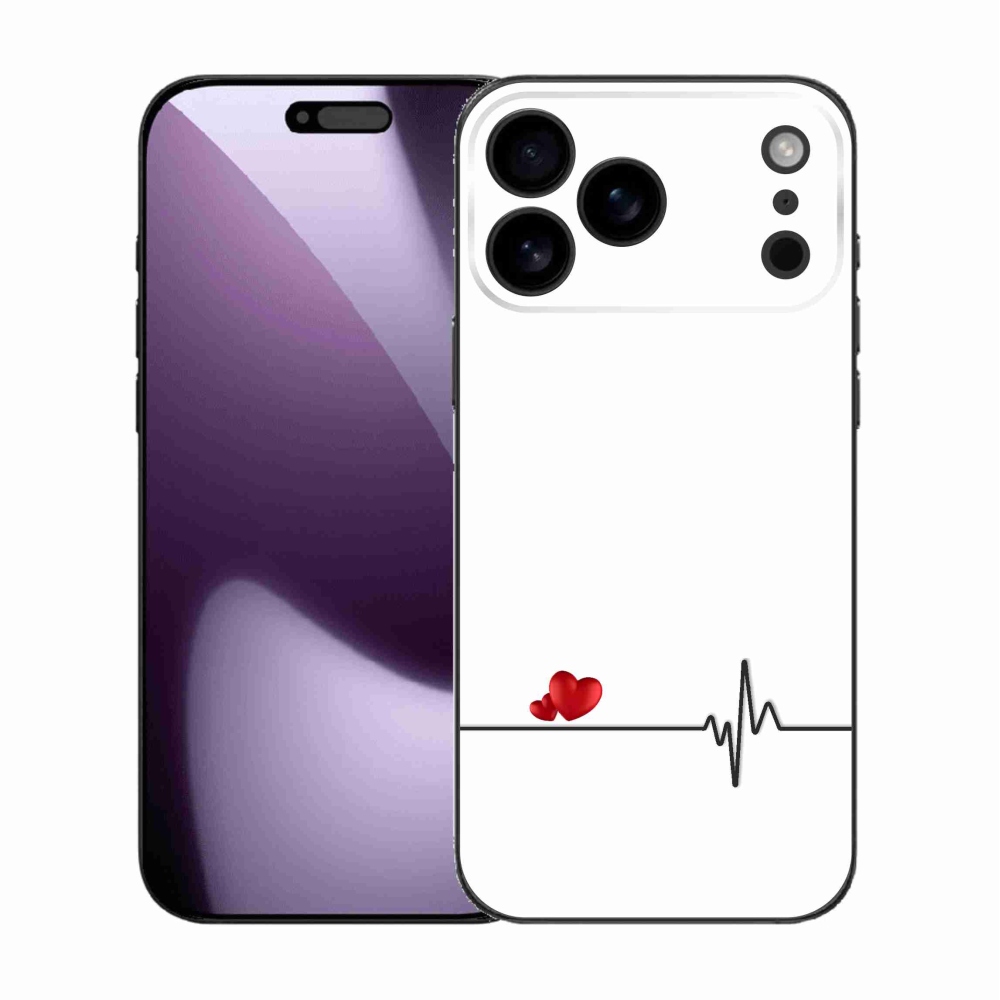 Gélový kryt mmCase na iPhone 17 Pro Max - srdce a tep biele pozadie