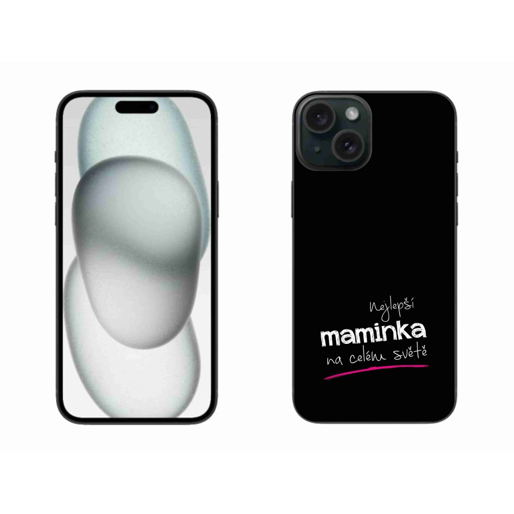 Gélový kryt mmCase na iPhone 15 Plus - najlepšia mamička 4 čierne pozadie