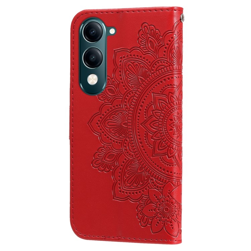 Floral knižkové puzdro na Vivo Y29s 5G - červené