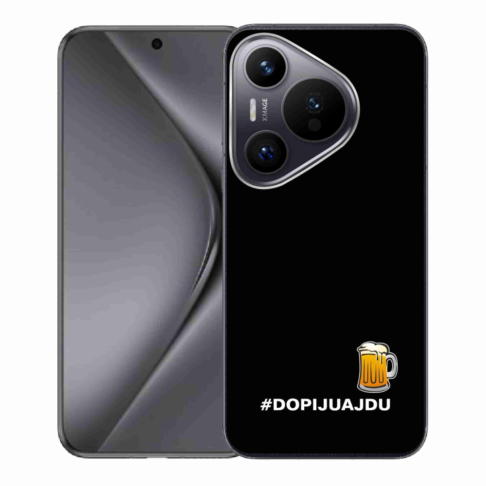 Gélový kryt mmCase na Huawei Pura 70 - pivný motív 1 čierne pozadie