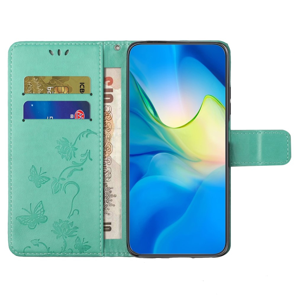 Flower knižkové púzdro na Samsung Galaxy A16 4G/5G - modrozelené