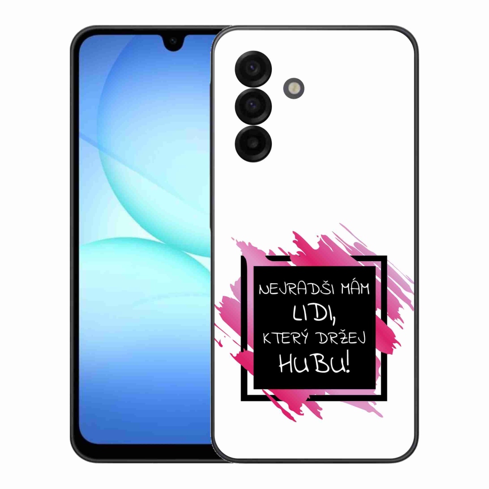 Gélový kryt mmCase na Samsung Galaxy A17 5G - vtipný text 7 čiernobiele pozadie