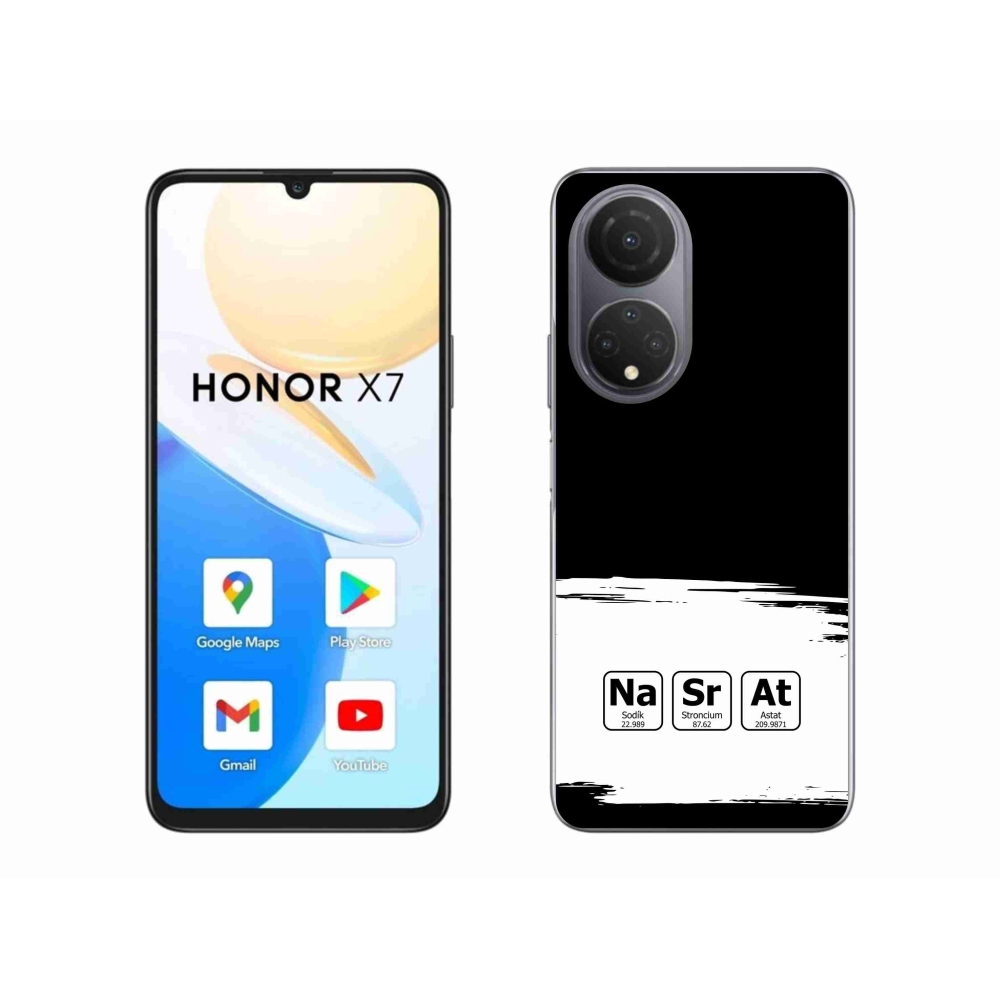 Gélový kryt mmCase na Honor X7 - chemické prvky bieločierne pozadie