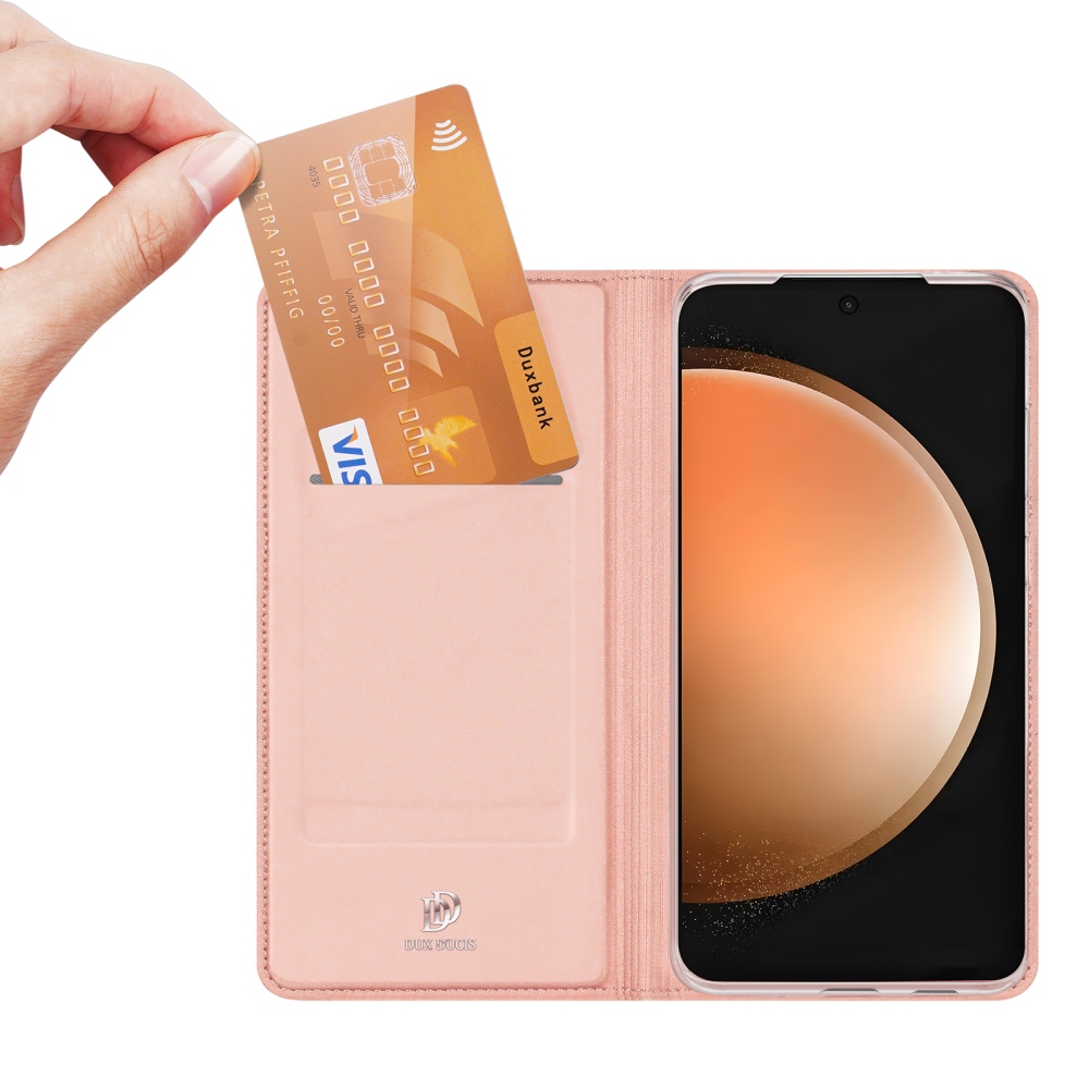 DUX knižkové púzdro na Samsung Galaxy S25 FE - ružovozlaté