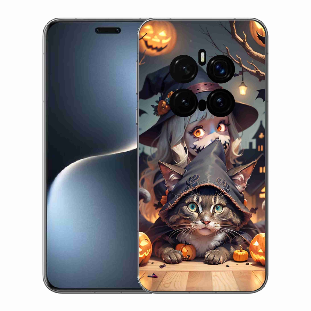 Gélový kryt mmCase na Honor Magic 7 Pro 5G - čarodejnica s mačkou