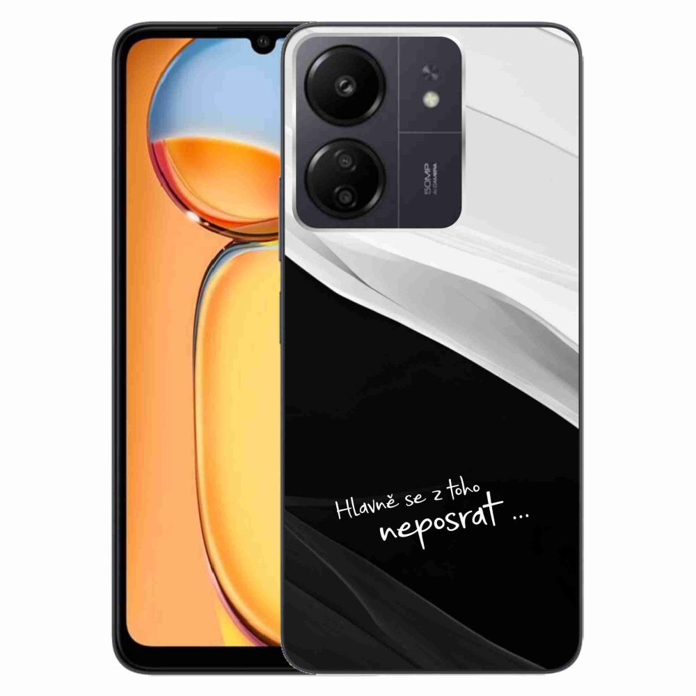 Gélový kryt mmCase na Xiaomi Poco C65/Redmi 13C - vtipný text 13 čiernobiele pozadie