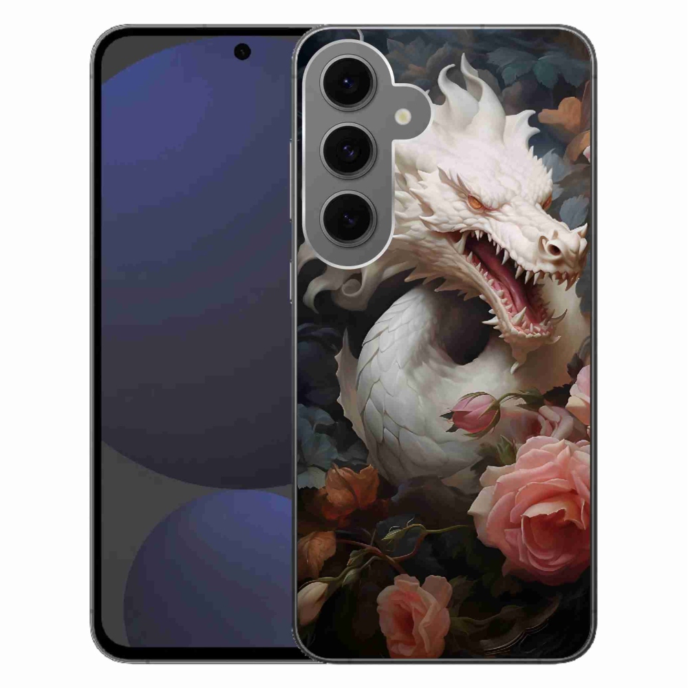Gélový kryt mmCase na Samsung Galaxy S24 FE - biely drak