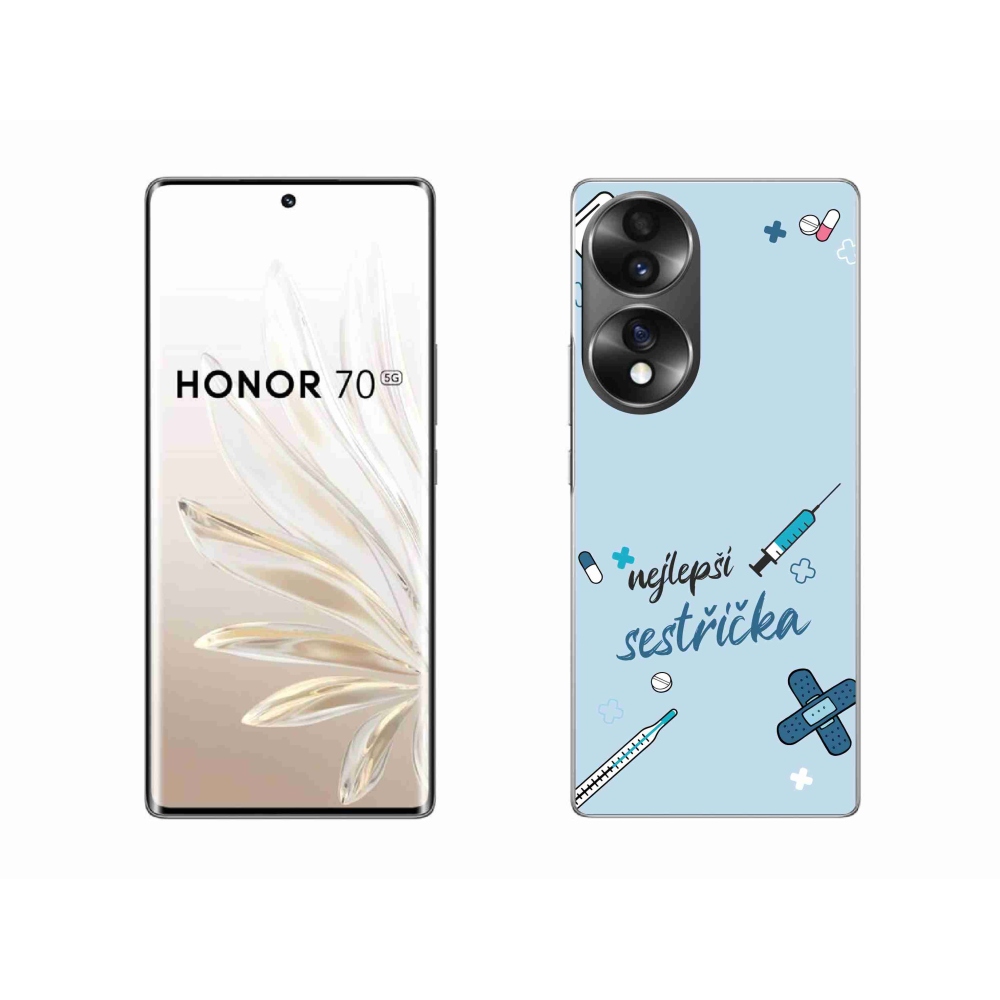 Gélový kryt mmCase na Honor 70 - najlepšia sestrička modré pozadie