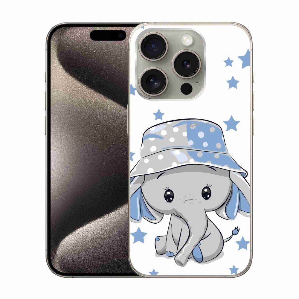 Gélový kryt mmCase na iPhone 15 Pro - modrý slon