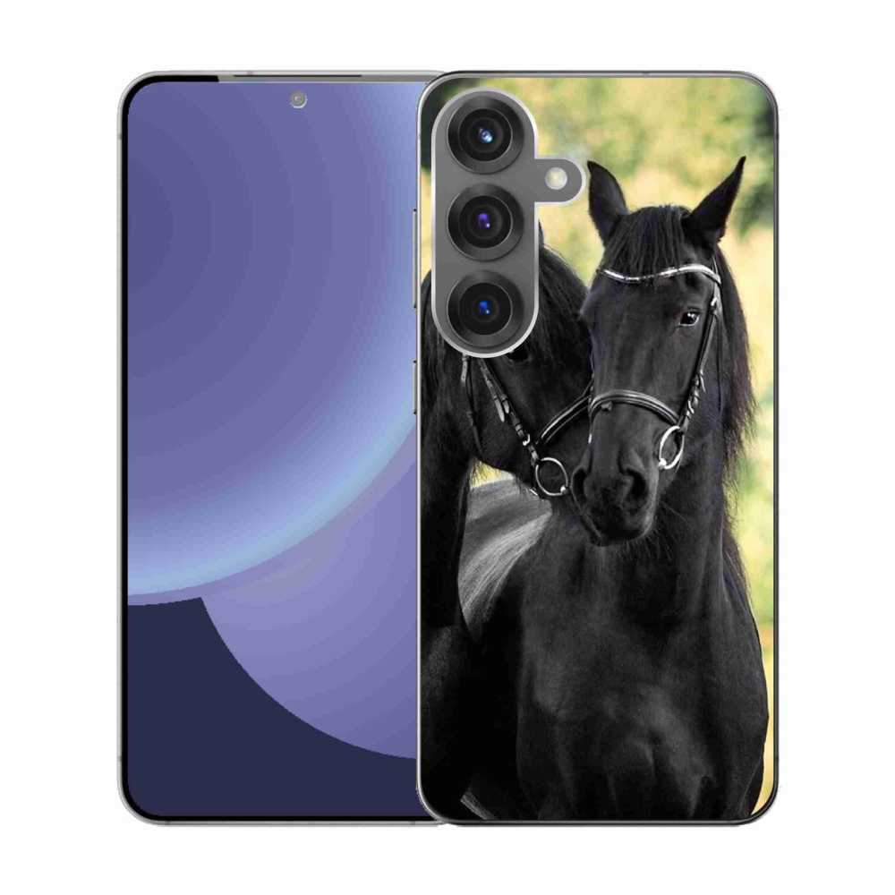 Gélový kryt mmCase na Samsung Galaxy S25 - dva čierne kone