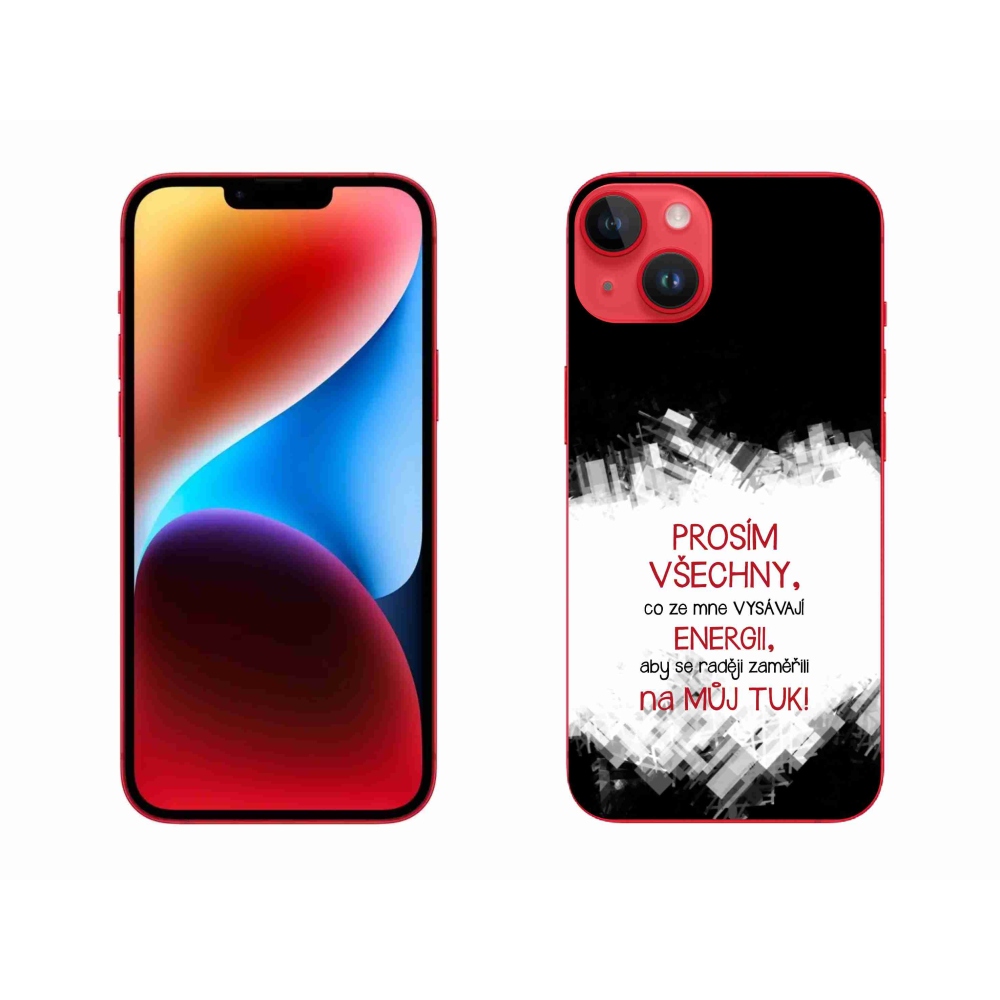 Gélový kryt mmCase na iPhone 14 Plus - vtipný text 1 červený